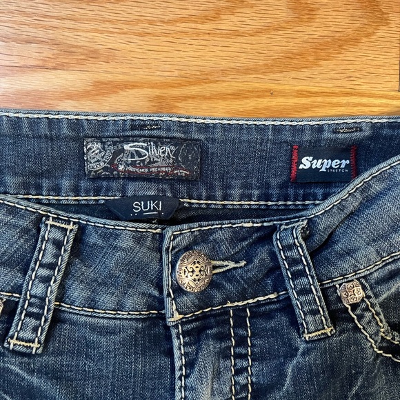 Silver Jeans Co. Women’s Suki Mid Slim Boot Super Stretch Studded Denim Jeans - Picture 2 of 4